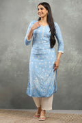 Blue Viscose Straight Kurta – Grace in Every Detail