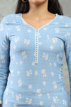 Blue Viscose Straight Kurta – Grace in Every Detail