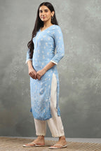 Blue Viscose Straight Kurta – Grace in Every Detail
