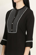 Black Solid Straight Kurta for Women | Minimal Elegant Everyday Wear