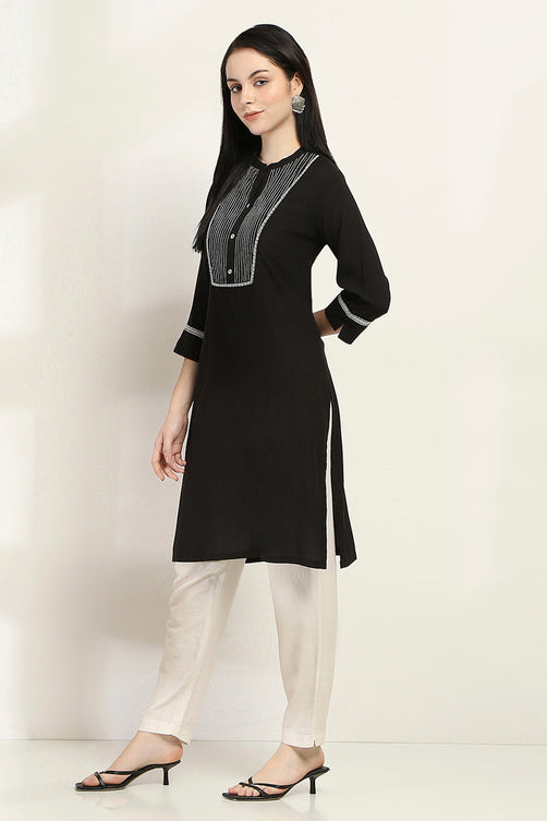 Black Solid Straight Kurta for Women | Minimal Elegant Everyday Wear
