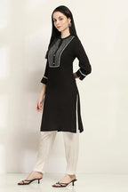 Black Solid Straight Kurta for Women | Minimal Elegant Everyday Wear