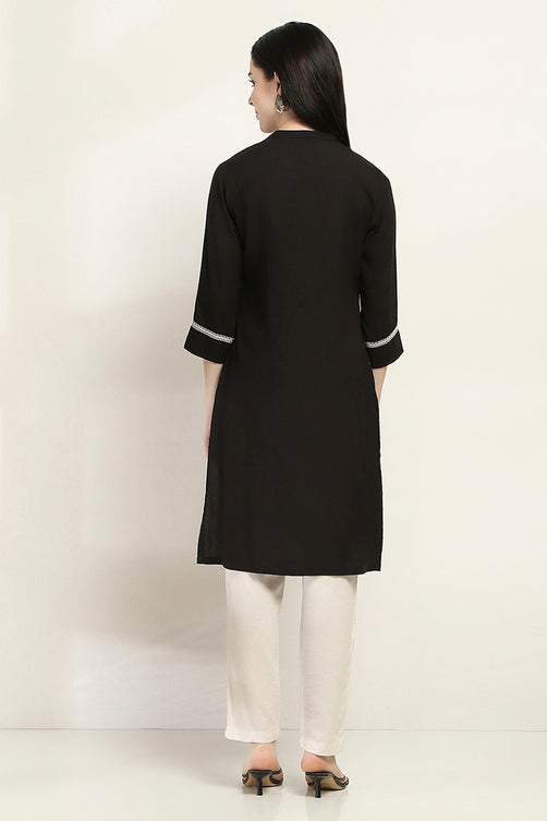 Black Solid Straight Kurta for Women | Minimal Elegant Everyday Wear