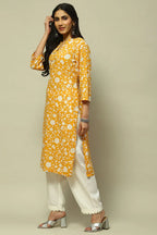 Mustard Viscose Straight Kurta for Women | Elegant Everyday Style
