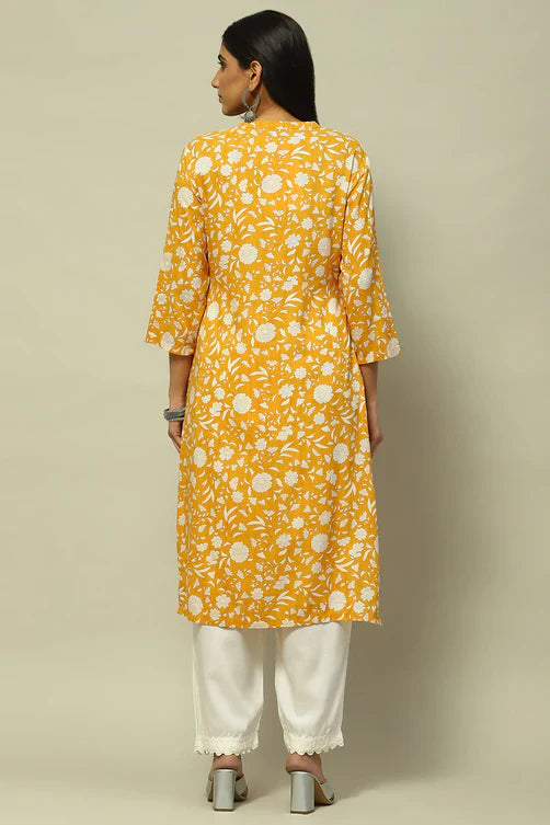 Mustard Viscose Straight Kurta for Women | Elegant Everyday Style