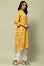 Mustard Viscose Straight Kurta for Women | Elegant Everyday Style