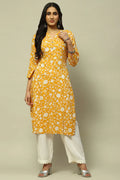 Mustard Viscose Straight Kurta for Women | Elegant Everyday Style